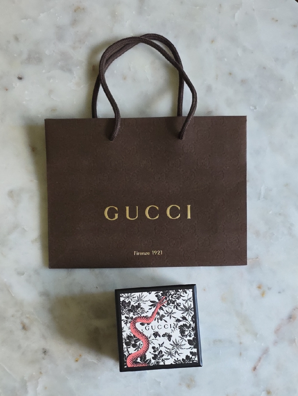 Gucci Brown Paper Shopping Bag with Rare Accessory Box Set